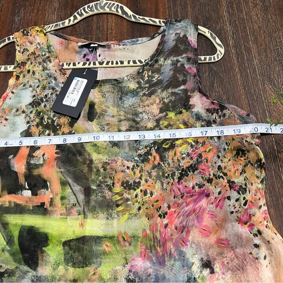 Bryn Walker Silk dress floral tie dye sheer shift Midi Dress Small NWT - Picture 14 of 17